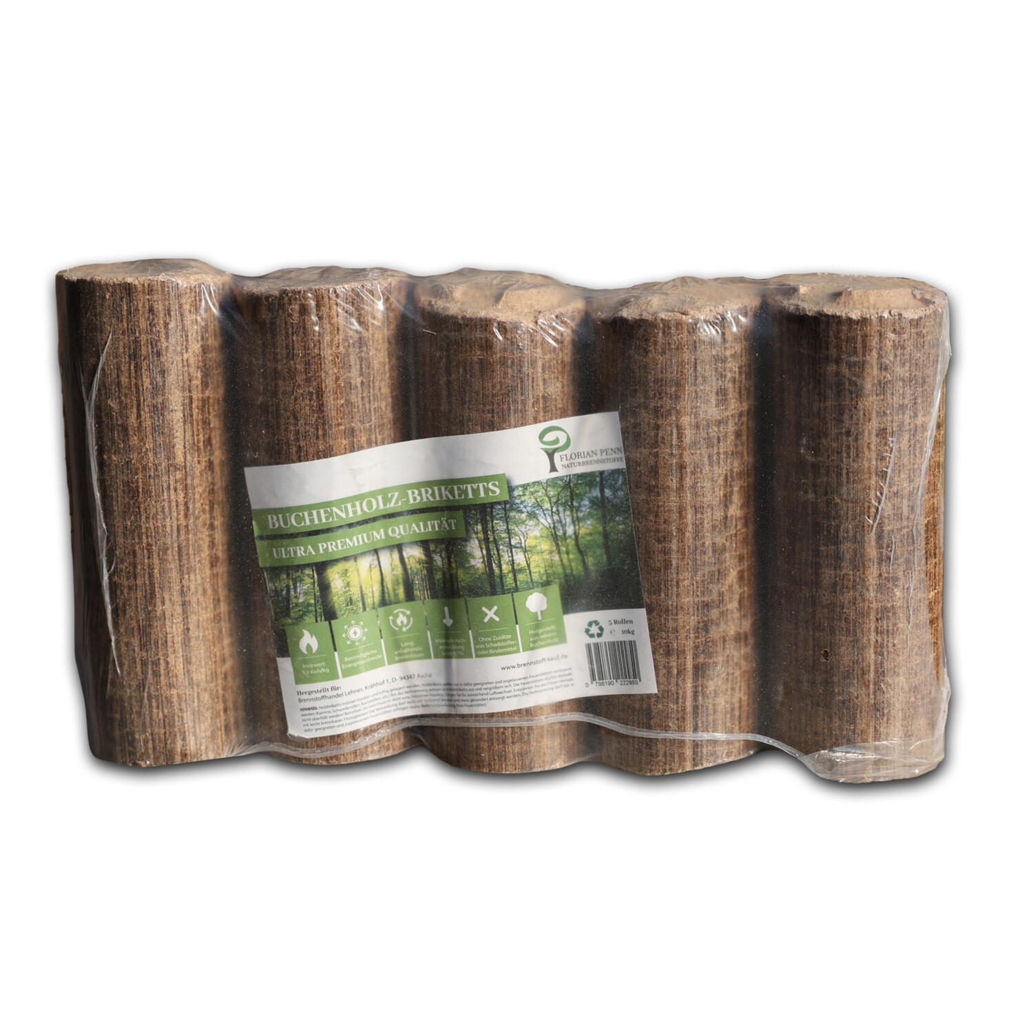 Buchbriketts von Penn Naturbrennstoffe Hofkirchen Buchenbriketts von Penn Naturbrennstoffe Hofkirchen - längere Brenndauer als Brennholz